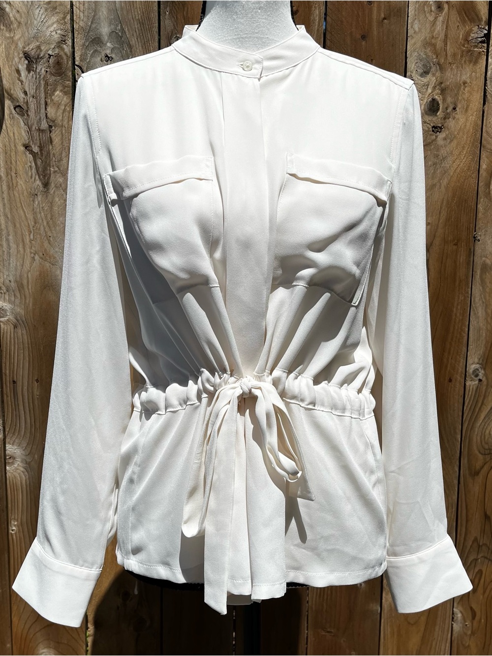 Banana Republic Ivory Blouse Button Down Blouse with a waist tie